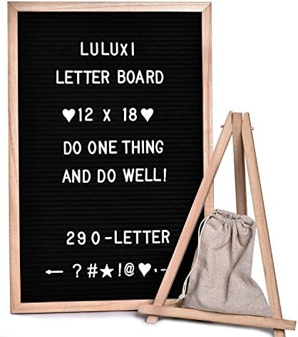 Changeable Felt Letter Board with Display Stand, 12x18 Inch OAK Frame 258 White Plastic Letters Numbers &amp; Symbols, Mounting Hook, with Free Storage Bag