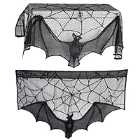 discountstore145 Halloween Fireplace Curtain,Halloween Create The Ambience Props Cobweb/Bat Fireplace Outdoor Yard Party Decor Supplies for Halloween Eve Decor Home Decoration