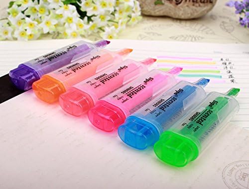 JXTZ Pack of 6 Pcs Fragrance Cute Cool Novelty Candy Color Solid Jelly Highlighter Pen Office School Supplies