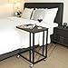 VASAGLE End Table, C Shaped TV Tray with Metal Frame Rolling Casters, Industrial Side Table for Living Room Bedroom, 19.7 x 13.8 x 23.6 Inches, Dark Walnut and Black