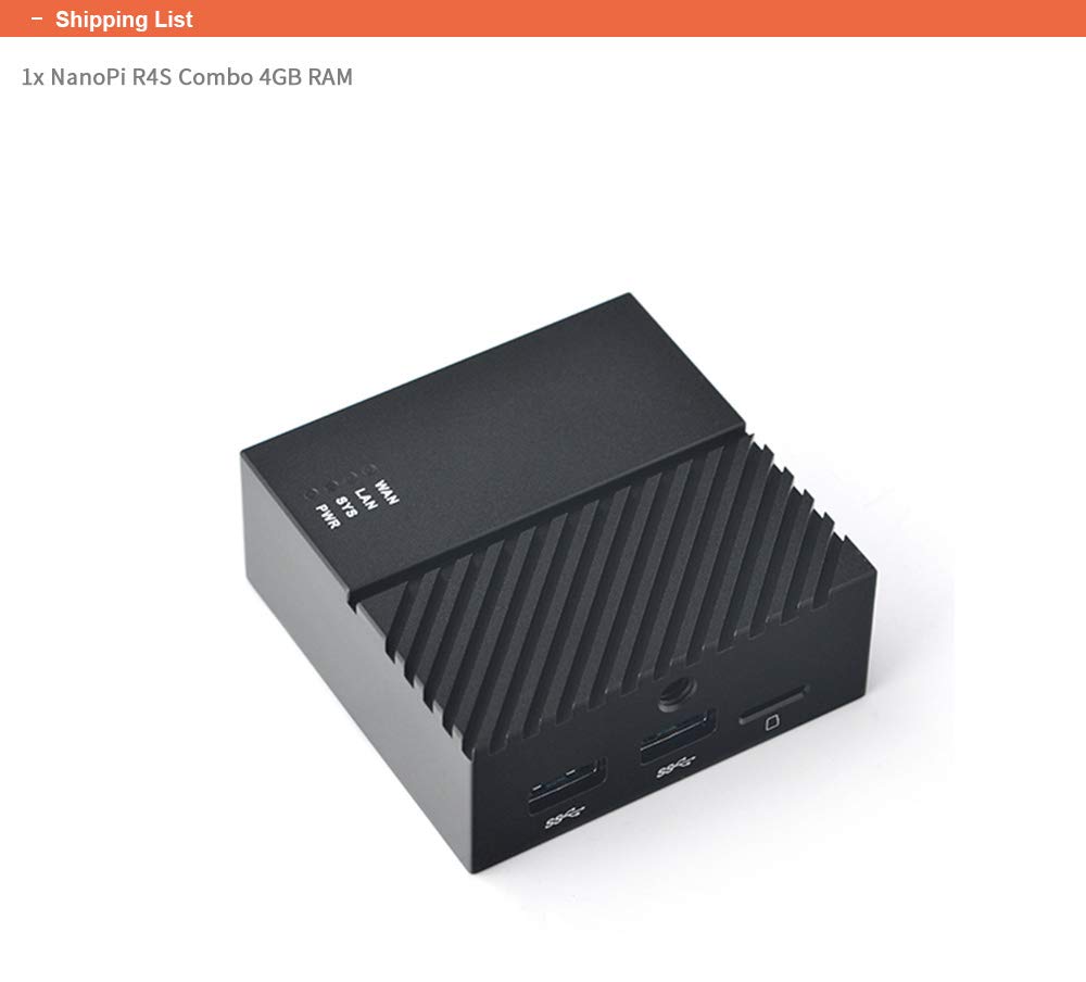 Nanopi R4S Mini Portable Travel Router OpenWRT with Dual-Gbps Ethernet Ports 4GB LPDDR4 Based in RK3399 Soc for IOT NAS Smart Home Gateway