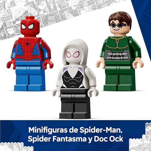 | Marvel Battle of Robotic Armor: Spider-Man vs. Doc Ock - Super-heróis de Brincar - 2 Figuras de Ação, 3 Minifiguras Inc. Aranha Fantasma, Canhões - Presente para Crianças 6+ Anos - 76338