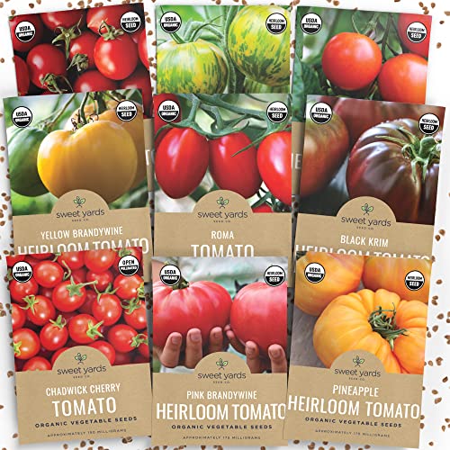 Organic Heirloom Tomato Seeds Variety Pack 9 Seed Packets Brandywine