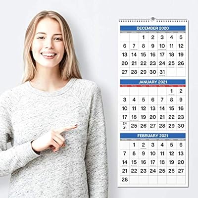 3 Month Wall Calendar Vertical 2020 2021 Three Months View Calendar 3 Month Display 11x26 Tri View Wall Calendar Use For Academic Year 2020 2021 Or Full Year 2021 Calendar Amazon Co Uk Office Products