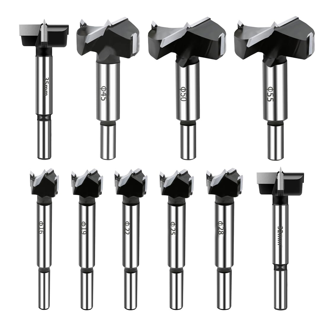 Photo 1 of 10PCS Forstner Drill Bit,Carbide Tipped Forstner Bit for Hard Wood, Wood Drilling Hole Saw Set Woodworking Hinge Cutter Tool Kits for Wood Plastic Plywood