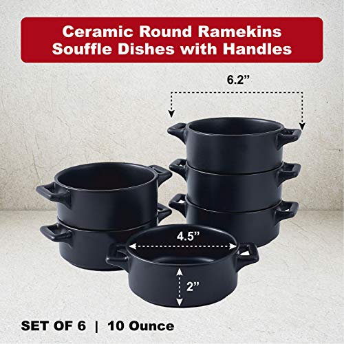 Bruntmor Modern Matte 10oz. Ceramic Round Ramekins Set Of 6 Souffle