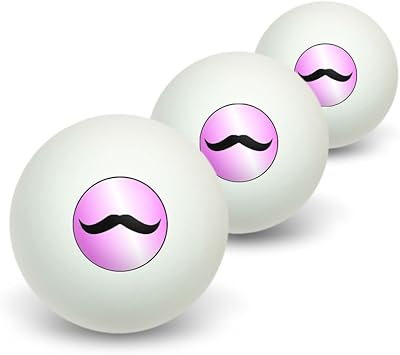 Amazon 口ひげ面白いピンク卓球ピンポンボール3パック Graphics And More ボール