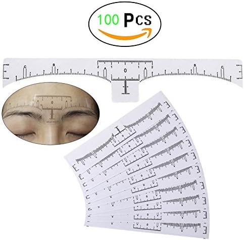 QrBxa Eyebrow Ruler 100Pcs Disposable Eyebrow Ruler Sticker, Adhesive Eyebrow Microblading Ruler Makeup Tool Eyebrow Measurement Ruler Template Stencil Sticker for Tattoo