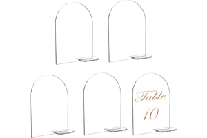 YEEKEA 5 Sets Clear Arch Acrylic Sign with Stand Blank Acrylic Sheet DIY Acrylic Arch Table Numbers for Wedding Reception Event Party Restaurant(4 x 6 Inch)