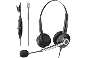 Phone Headset,Wantek Corded RJ9 Telephone Headset with Noise Canceling Microphone Compatible with ShoreTel Polycom Toshiba NE