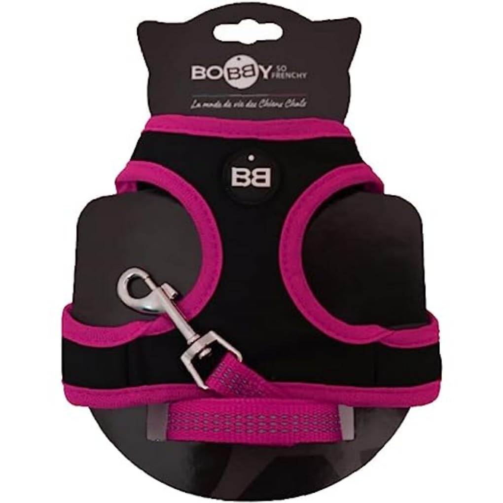 Bobby Extra Small Cat Harness Set, Fuchsia, 3-6 KG, Reflective, Machine Washable, Comfortable, Safe Night Walks