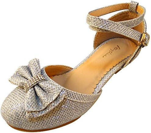 Adingshine Girls Bling Sandals Mary Jane Dress Shoes with Heels(12M US Little Kid Silver)