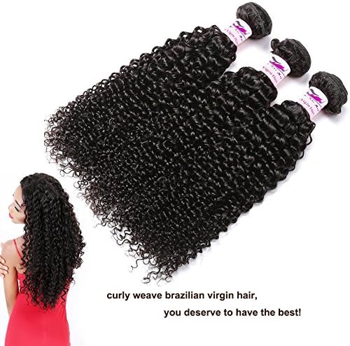 Brazilian Hair 10A Unprocessed Virgin Human Hair Extensions 3 Bundles Curly Wave Natural Color Yirunmei (10 12 14)