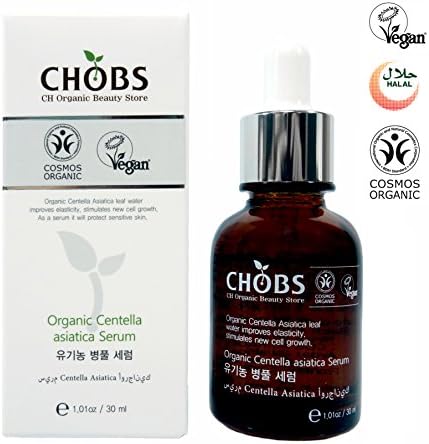 CHOBS Centella Asiatica Organic Face Serum 1.01 fl. oz. / 30ml| Organic Skin Care | BDIH COSMOS Organic Certified | Vegan Certified | HALAL ESMA Certified |