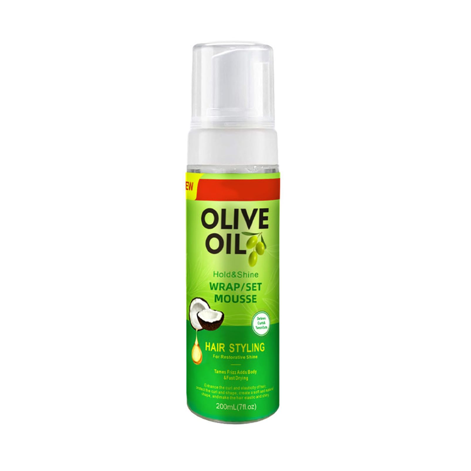Olive Oil Styling Mousse,Natural Moisturizing Hair Mousse,Hair Styling Non-Greasy Hair Cream,Multi-Purpose Hair Fluffy And Curling Tool for Hydration Nourishing,200ML