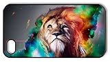 Hipster iPhone 4 poetic covers lion rainbow art PC Black for Apple iPhone 4/4S