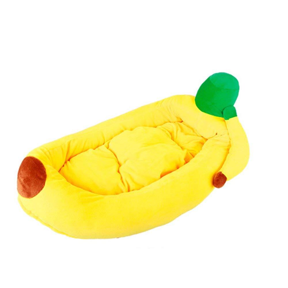 S-Lifeeing Fashion Pet Cushion Bed Winter Plush Nest Kennel Lovely Banana Warm Comfortable Dog Mat Pad Cat Mat (Banana)