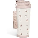 SANDJEST Paw Print Tumbler - Stainless Steel 2-in-1 Lid Coffee Tumbler 18 oz, Insulated Travel Mug Gift for Dog Mom Dog Lovers Women Girls Teens, Birthday Christmas