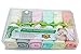 EcoSol Designs Organic Bamboo Washcloths/Reusable Wipes, 6-Pack, 10 x10-Inch, Ivory Grey / Sage Pink Green Yellow Orange