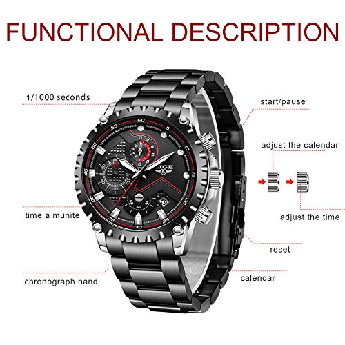 LIGE-Reloj-para-Hombre-Acero-Inoxidable-Impermeable-Analogico-de-Cuarzo-Movimiento-Deportivo-Cronografo-Moda-Empresarial-Fecha-Calendario-Resistente-Aranazos-Relojes-de-Pulsera