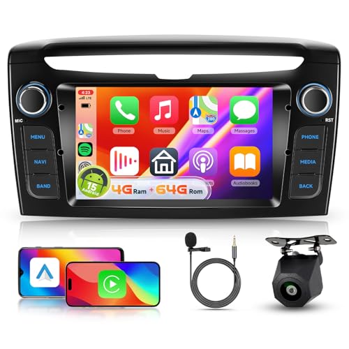 Hodozzy Carplay Car Radio for Lancia Ypsilon 2012-2020, 7 Inch Screen In-Cell Stereo Bluetooth 5.0 with Android Auto/EQ/GPS/Wifi/RDS/USB/SWC+Rear Camera