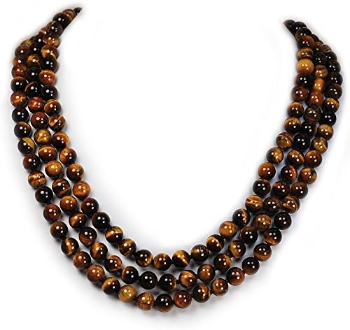 004 Ny6design Gorgeous! Round Gold Tigereye Long Hand-Knotted Necklace 60" N16040508e