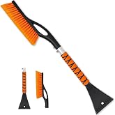 PLACHIDAY Snow Brush &amp; Ice Scraper, 27 Inch, Ice Scrapers for Car Windshield, Detachable Snow Removal Tool with Ergonomic Foam Grip for Cars, Trucks, Suvs (Heavy Duty Abs, PVC Brush)