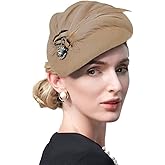HIMESPORT Wool Felt Feather Fascinator Hats for Women Ladies Wedding Cocktail Tea Party Dress Pillbox Hat