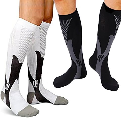 ONAMANO 2 Pairs Compression Socks for Men &amp; Women 2 Pair Athletic Soccer Socks