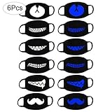 Fomei Top Quality 6 Pack Cool Luminous Unisex Cotton Blend Anti Dust Face Mouth Mask Black for Man Woman