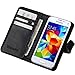 S5 Mini Case, Wisdompro Premium PU Leather 2-in-1 Protective [Folio Flip Wallet] Case with Credit Card Holder/Slots for Samsung Galaxy S5 Mini G800F G800H G800H/DS (NOT Fit S5) - Black