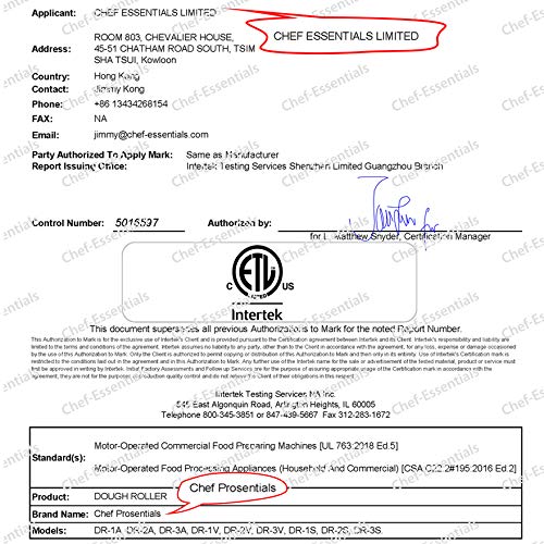 3 Chef+Prosentials+Sheeter+rollers+certificate