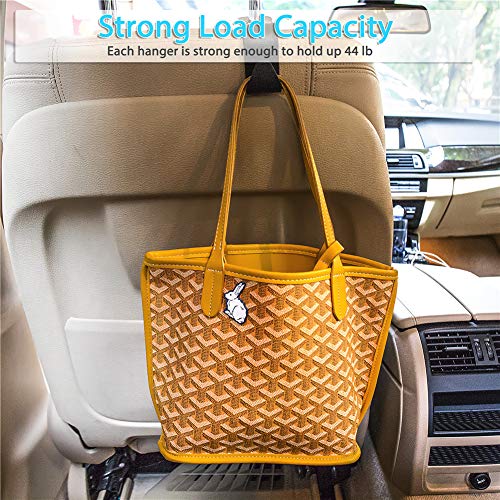 FJCTER Car Vehicle Headrest Hooks with 44 LB Load Capacity Durable Back Seat Hangers with Intimate Design Portable Organizer Holder for Handbag Purse Cloth Grocery (4 Pack) - Thumbnail 2