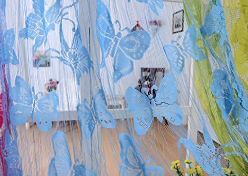 FUA® 1PC 200cm x 100cm Decorative String Curtain With Beads Door Window Panel Room Divider (Blue )
