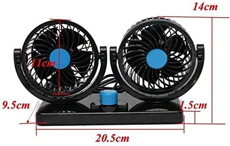 12V Car fan 24v non-leaf air conditioner fan 220V home Mute fan Adjustable speed Base section 12V, base-type double head fan 12V