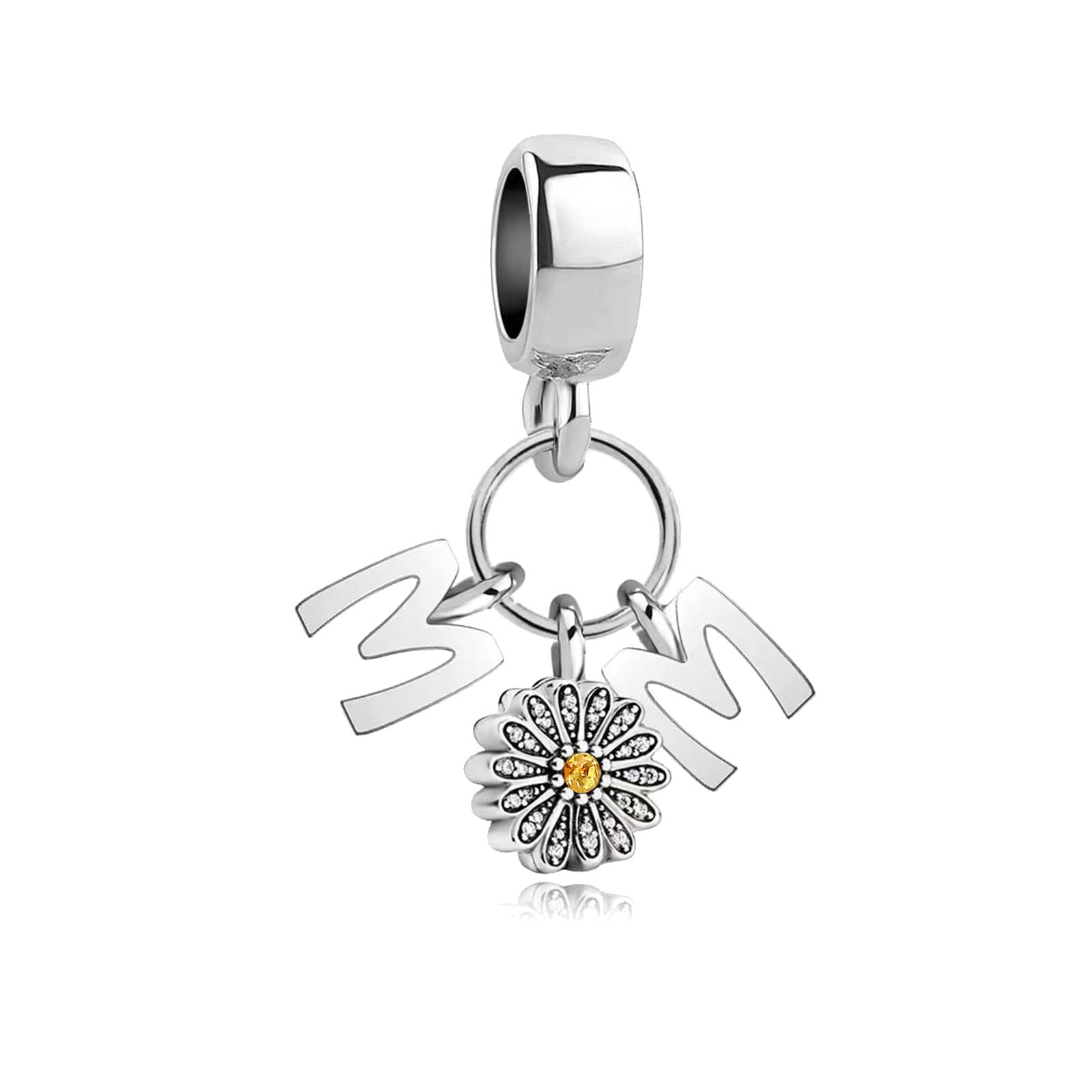 KunBead Jewelry Women Girls Daisy Flower Mum Mothers Day Birthday Dangle Charms Compatible with Pandora Bracelets Necklace