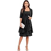 Sjnxi 2 Pieces Mother of The Bride Dresses with Jacket Chiffon Ruffle Pleated Wedding Guest Dresses for Women
