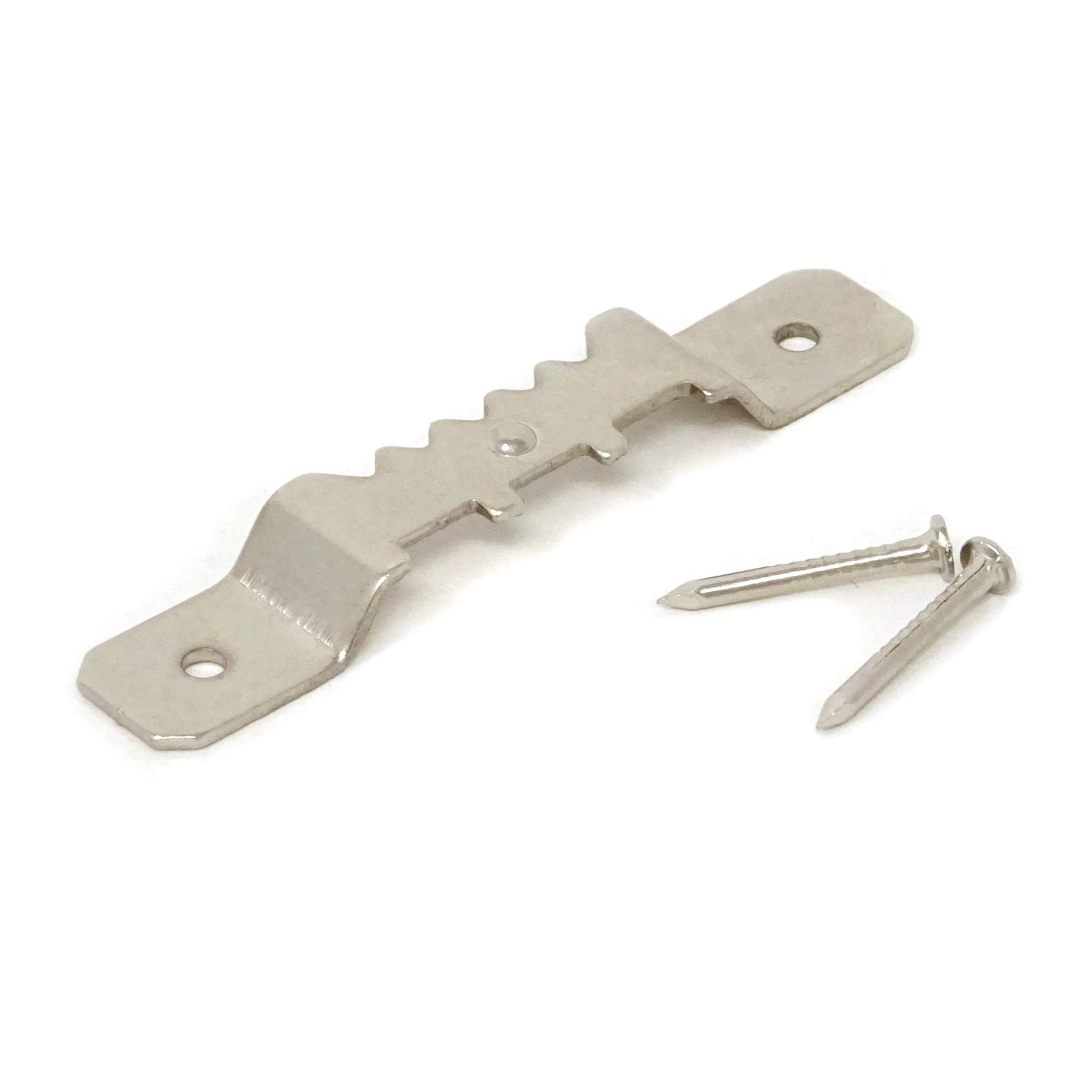 Honbay Photo Frame Accessories, 50PCS Picture Frame Sawtooth Hangers, Double Hole, with 100PCS Nails, Silver