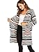 Milumia Striped Cardigan Warm Winter Sweaters Long Sleeves Open Front Basic Lightweight Outwear with Pockets