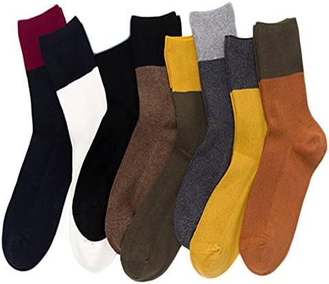 Lian LifeStyle Women's 4 Pairs Soft Cotton Crew Socks HR1755-4P4C-02 Casual Size 6-10 (Navy, Grey, Mustard, Cream)