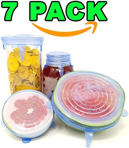 The Beard Brothers Silicone Stretch Lids 7 pack includes, EXCLUSIVE XL SIZE fits square and round containers. Approved for use in the dishwasher, microwave and freezer. Rated -40ºF to 428ºF. BPA FREE.