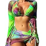 4 Piece Swimsiut for Women, Multi-Color Halo Dye