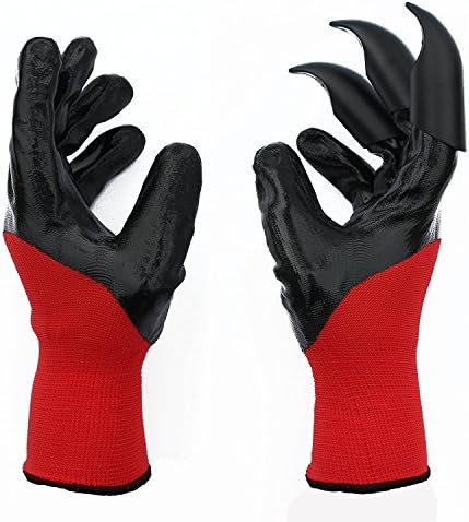 Leeken red Garden Genie Gloves with Fingertips Uniex Right 3 Claws