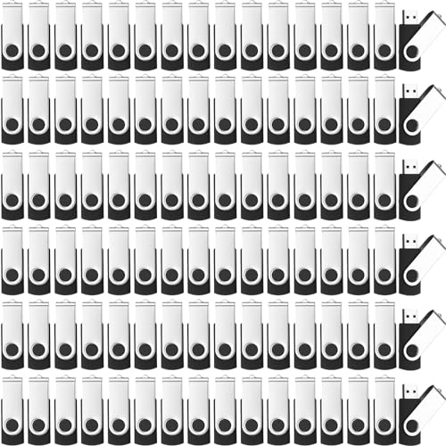 Kanayu 16GB 100 Pack USB Flash Drives Bulk 2.0 USB Thumb Drives Memory Jump with LED Light Portable Keychain Flash for Data Storage Pc Computer Laptop Office School