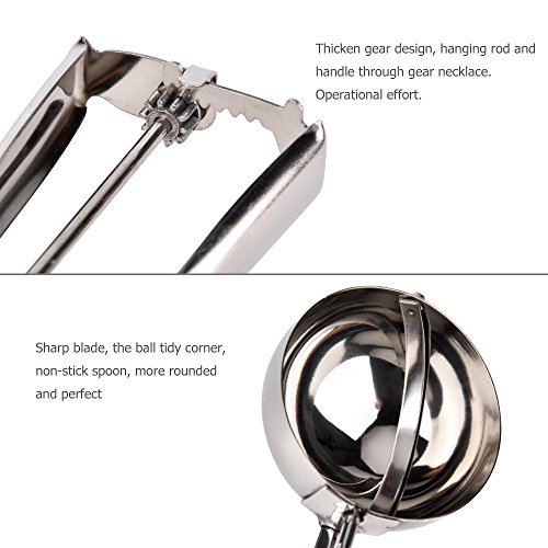 BASEIN Ice Cream Scoop 18/8 Stainless Steel Ice Cream Scooper with Trigger Release Melon Baller Cupcake/Cookie Scoop Set of 3
