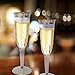 Hard Plastic Champagne Flutes With Silver Rim And Base. 6 Ounce Capacity, Set of 16 Disposable Glass Drinkware.
