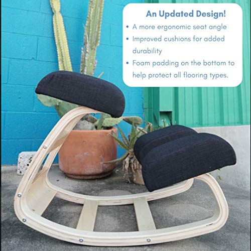Sleekform Kneeling Chair | Rocking Ergonomic Wooden Knee Stool for Office & Home | Posture Correcting for Bad Backs, Neck Pain Relieving, Spine Tension Relief | Orthopedic Balancing Seat & Thick Knees - Thumbnail 5