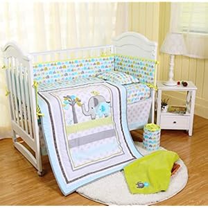 blue elephant crib bedding