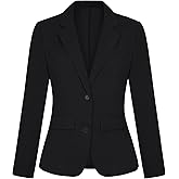 Blazers for Women Long Sleeve Notch Lapel Button Front Blazer Casual Work Office Suit Jackets with Pockets