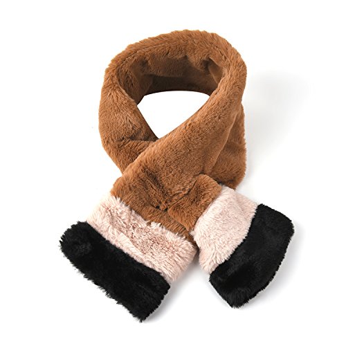 DDSOL Super Soft Winter Furry Infinity Scarf Faux Fur Color Block